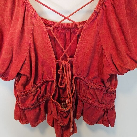 Rebellion Again Cropped Strappy Back Off Shoulder Top Large - Picture 3 of 8